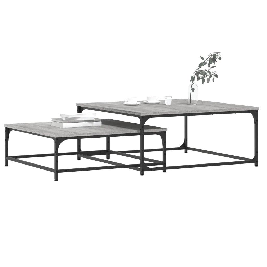 Tavolini Salotto Impilabili 2pz Grigio Sonoma Legno Multistrato 832821