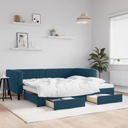Divano Letto Estraibile con Cassetti-Sofa Letto-Daybed Blu 90x200 cm in Velluto 575610