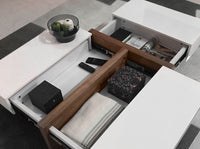 Tavolino rettangolare in legno bianco e noce