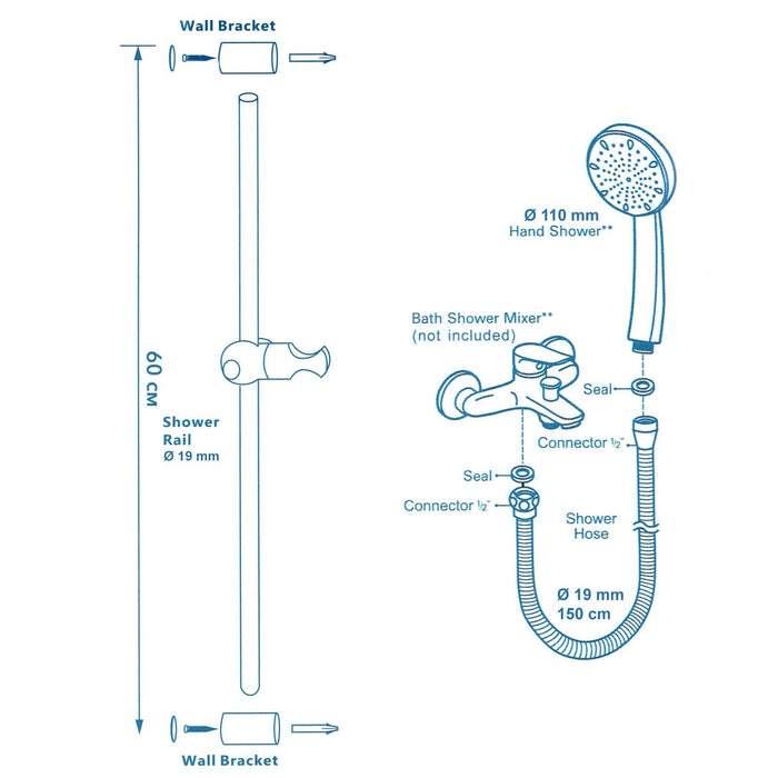 Saliscendi doccia universale nero opaco