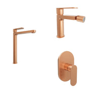 Set miscelatori lavabo alto bidet miscelatore doccia monocomando rame spazzolato | Margot