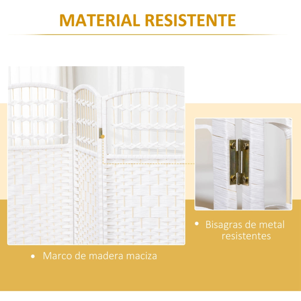 Biombo 3 Pannelli Pieghevole ¨C zephmum ¨C Bianco 120x170cm
