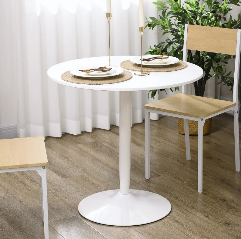 Tavolo rotondo bianco Ø80 cm in MDF con base in acciaio