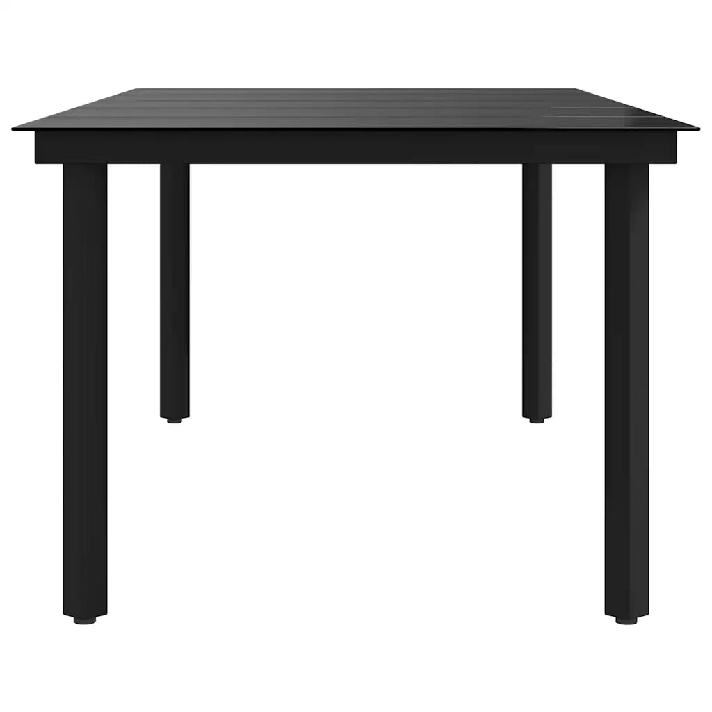 Tavolo da Pranzo da Giardino Nero 200x100x74 cm Acciaio e Vetro 3100107
