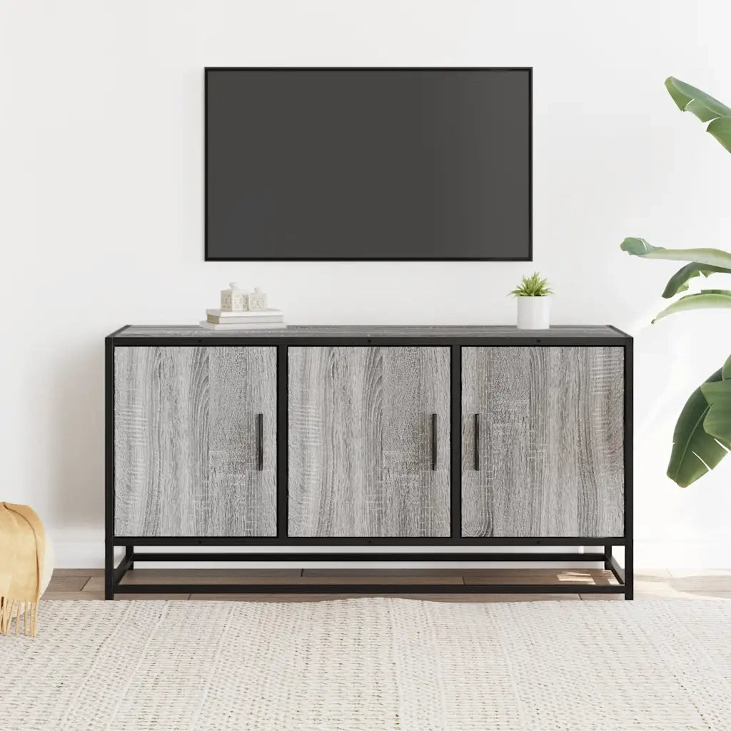 Mobile TV-Credenza TV-Console TV Grigio Sonoma 100x35x50 cm Legno Multistrato Metallo