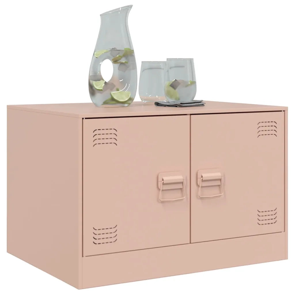 Tavolino da Salotto Rosa 67x50x44 cm in Acciaio 841728