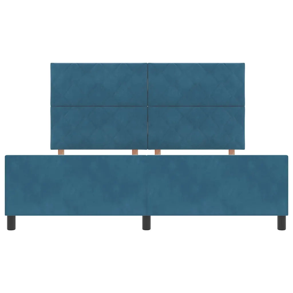 Letto a molle con testiera Blu Scuro 180 x 200 cm Velluto