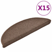 Tappetini per scale 15 pz | Gradini per Scale 56x17x3 cm Marrone caff¨¨ Semicircolari