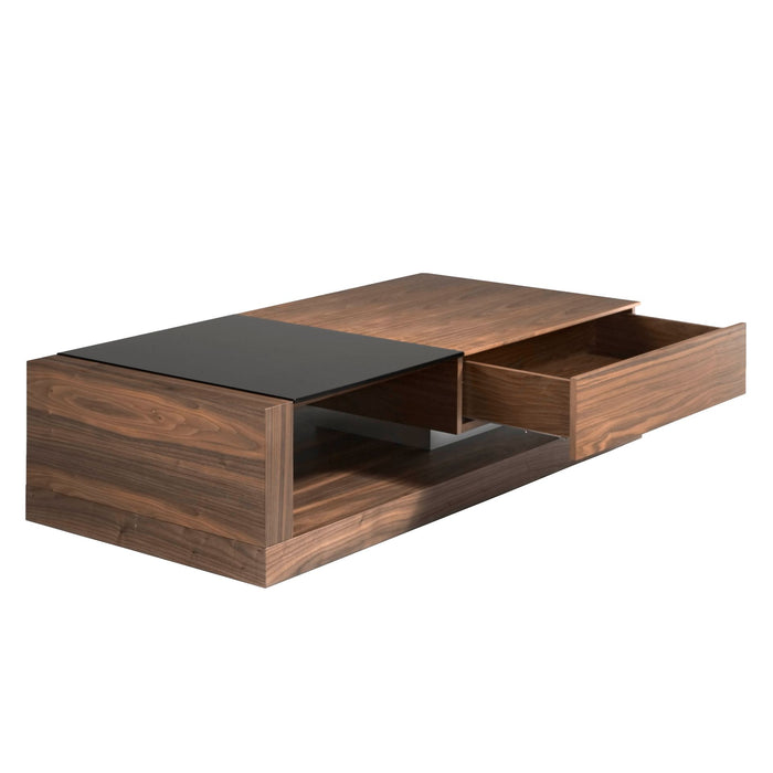 Tavolino rettangolare Tavolino rettangolare Vetro nero e noce