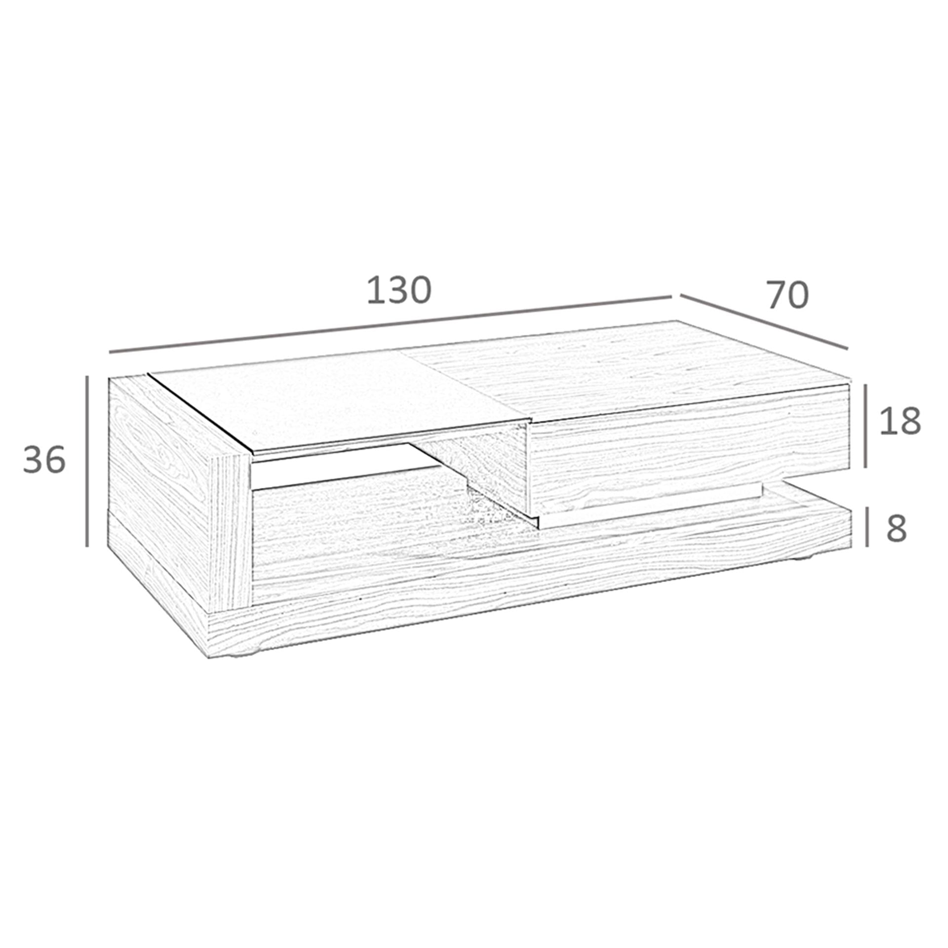 Tavolino rettangolare Tavolino rettangolare Vetro nero e noce