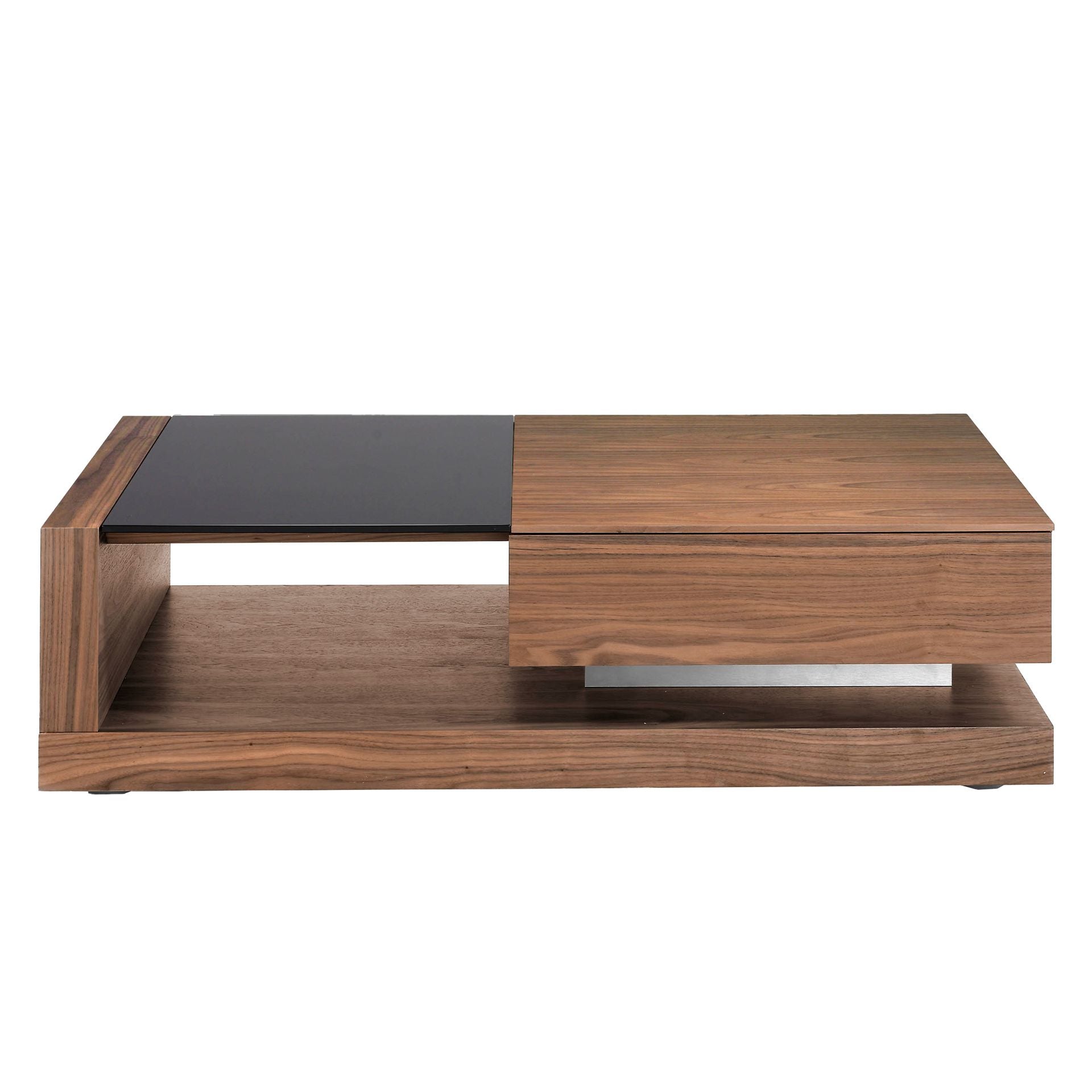 Tavolino rettangolare Tavolino rettangolare Vetro nero e noce