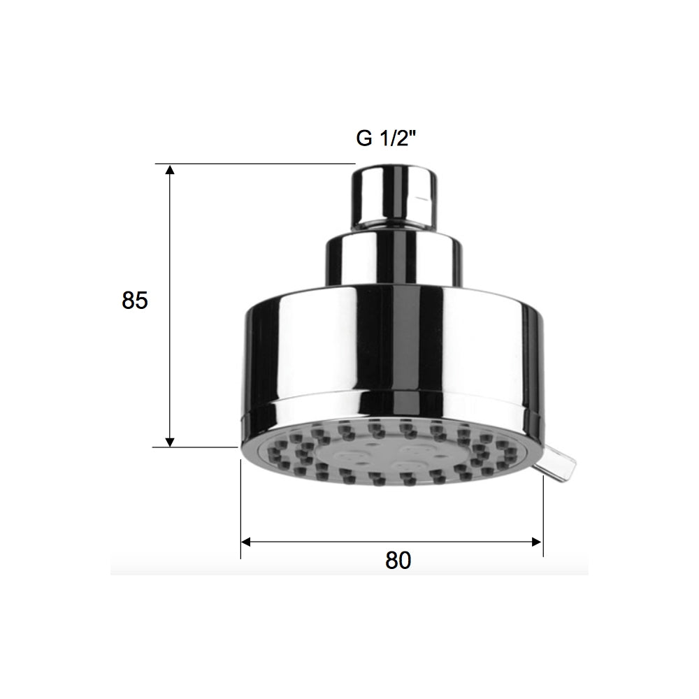 Soffione cromato con disco anticalcare a snodo