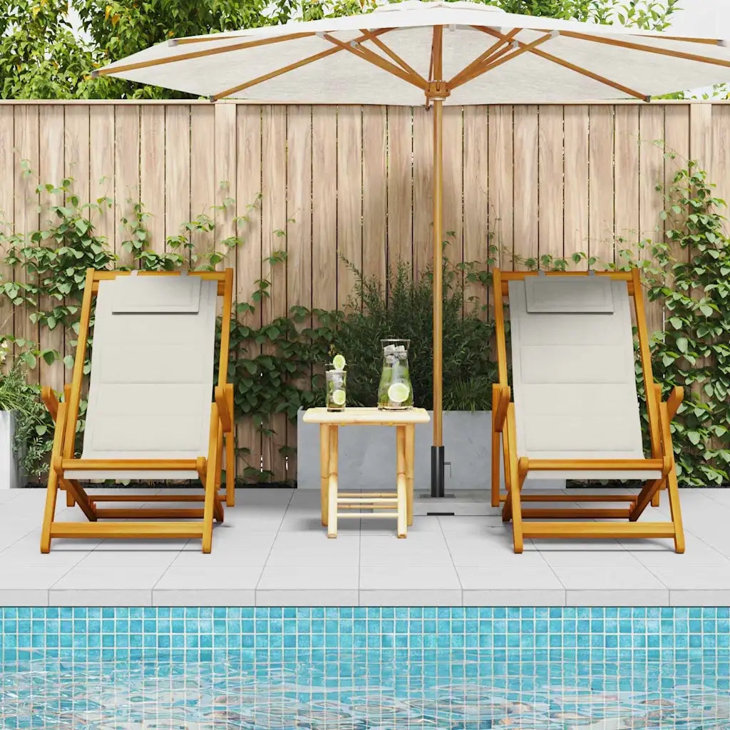 Sedia da spiaggia 2 pcs Marrone Legno di Acacia Massello 3325142
