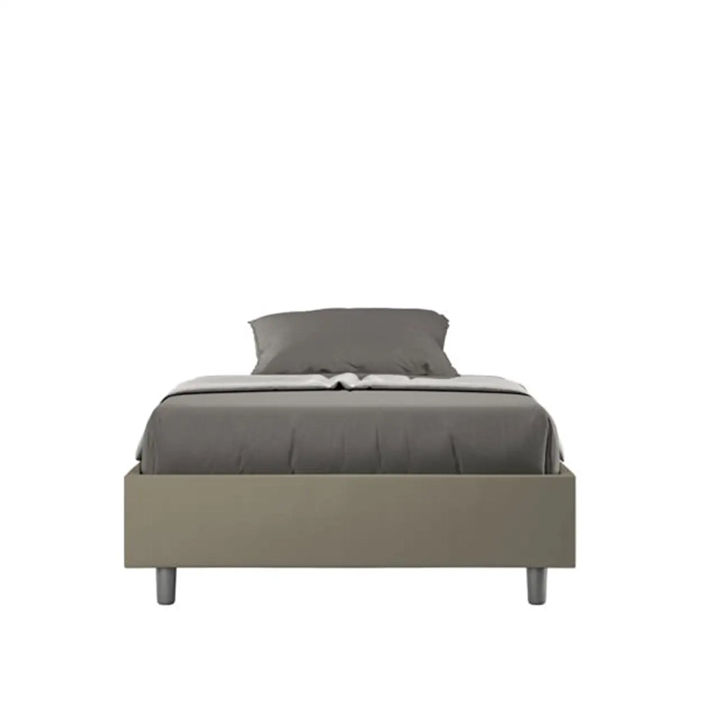 Letto una piazza e mezza con rete imbottito 120x190 similpelle cappuccino Azelia