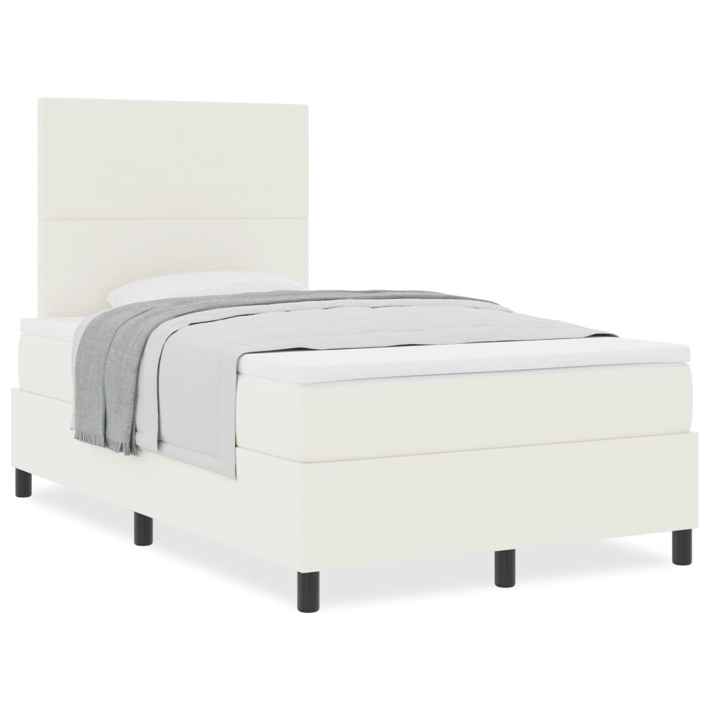 Letto a Rete con Materasso Panna Piccolo Doppio Tessuto Corduroy