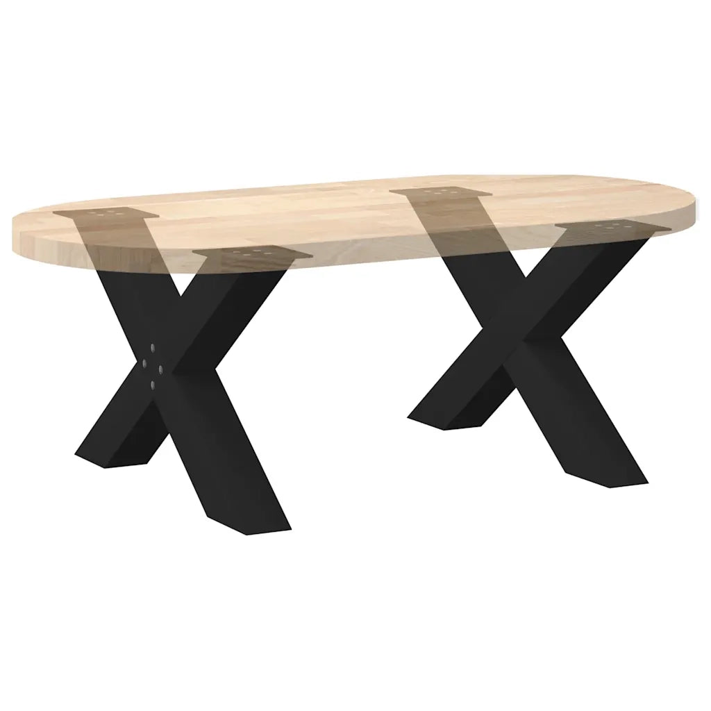 Gambe per Tavolino da Caffè a Forma di X 2 pz Nere 70x(42-43) cm Acciaio 4012964