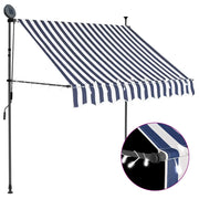 Tenda da Sole Retrattile Manuale con LED 100 cm Blu e Bianco cod mxl 19366