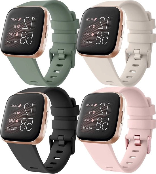Sportreservearmbande per Fitbit Versa 2 / Versa / Versa Lite / SE - Adatto a donne e uomini - Colore: nero/Starlight/rosa/verde avocado.