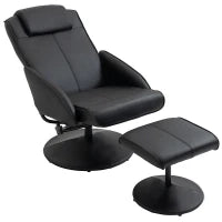 Poltrona Relax Reclinabile con Pouf Poggiapiedi Abbinato e Rivestimento in Finta pelle, Nero