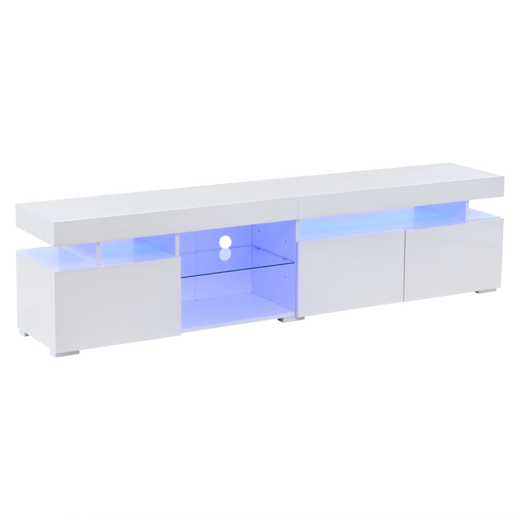 Mobile TV Lowboard Bianco ¨C MINIMAL ¨C 3 Ante, Ripiani in Vetro, 180x35x45 cm