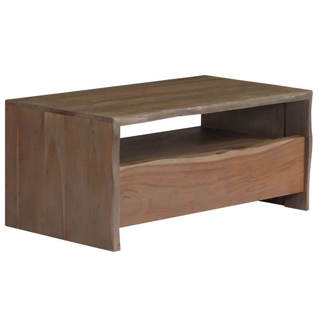 Tavolino da salotto | Tavolino da caff¨¨ | Tavolino da Soggiorno in Legno Massello di Acacia 90x50x40cm Grigio