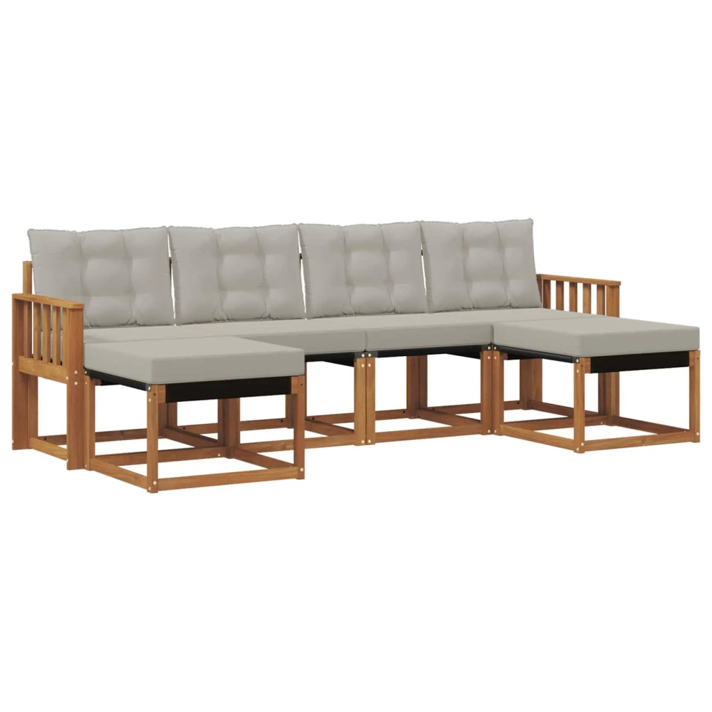 Set di divani da esterno 6 pcs Grigio Naturale e Chiaro