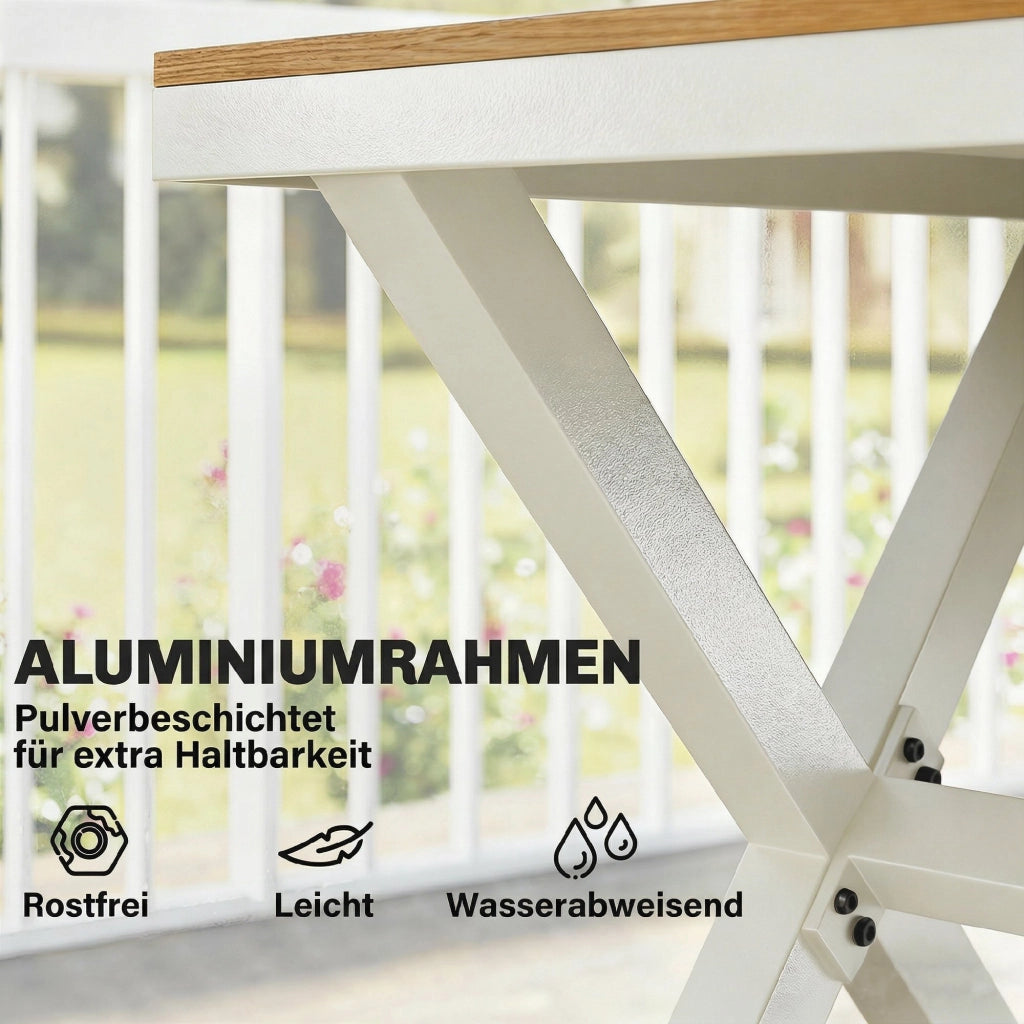 Set da Giardino 7 Pezzi con Tavolo e Sedie Pieghevoli ¨C zephmum ¨C Legno Teak e Alluminio