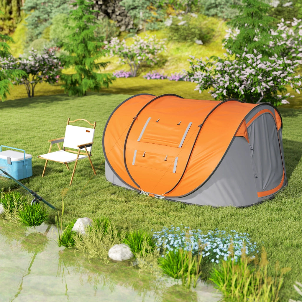 Tenda da Campeggio Pop Up 2 Posti ¨C zephmum ¨C 263.5x220x123 cm, Arancione