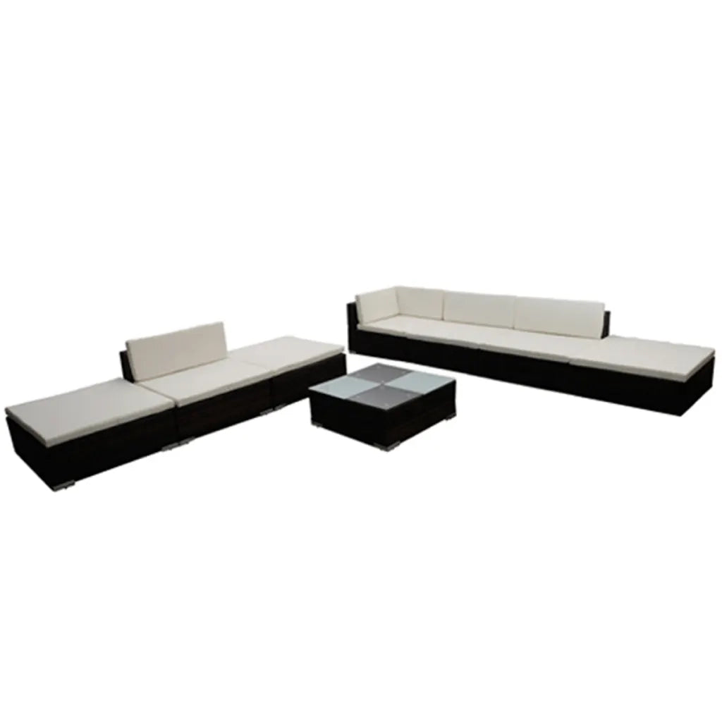 Set Divani da Giardino 8 pz con Cuscini in Polyrattan Marrone 42087