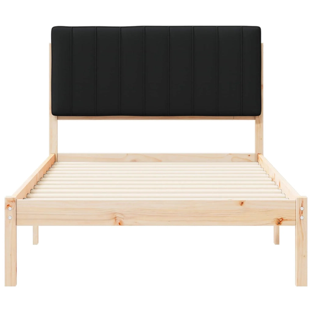 Letto con Testiera Rivestita Nero 100 x 200 cm Pino massello