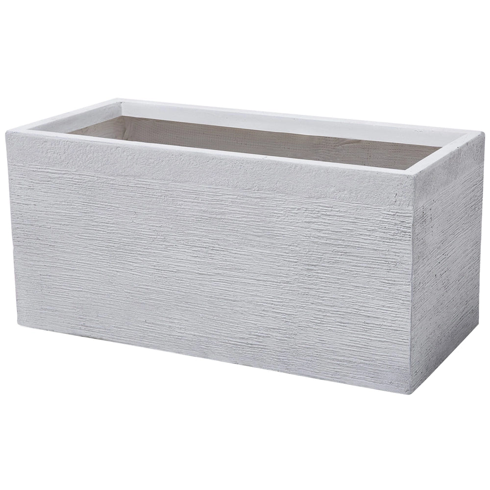 Vaso per piante in fibra di argilla bianca 80 x 37 x 38 cm Fioriera rettangolare per interni ed esterni