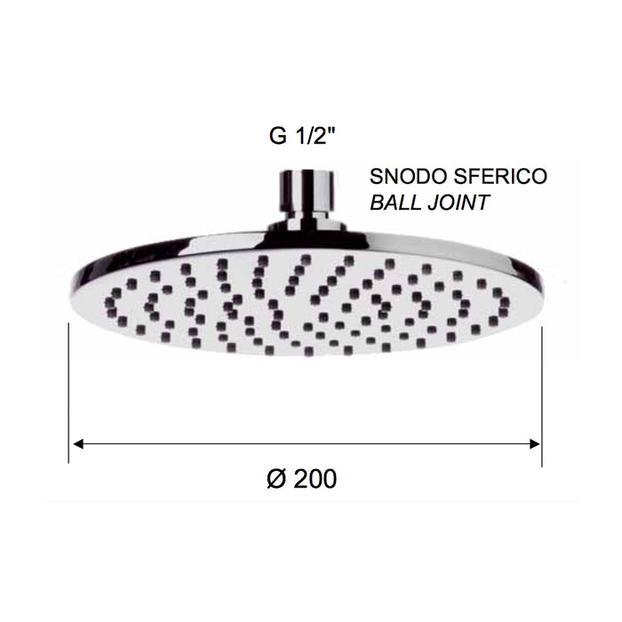 Soffione doccia minimale piatto diam. 20 cm