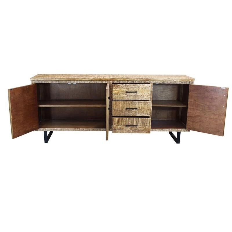 MOBILE BARRET IN LEGNO NATURALE CON GAMBE IN METALLO 200 X 45 X H83 CM
