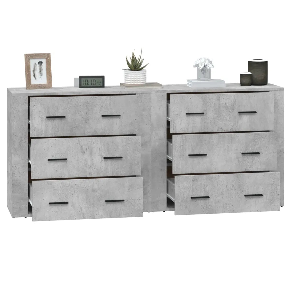 Credenze 2 pz | Madia | Buffet da pranzo | Armadio da pranzo Grigio Cemento in Legno Multistrato