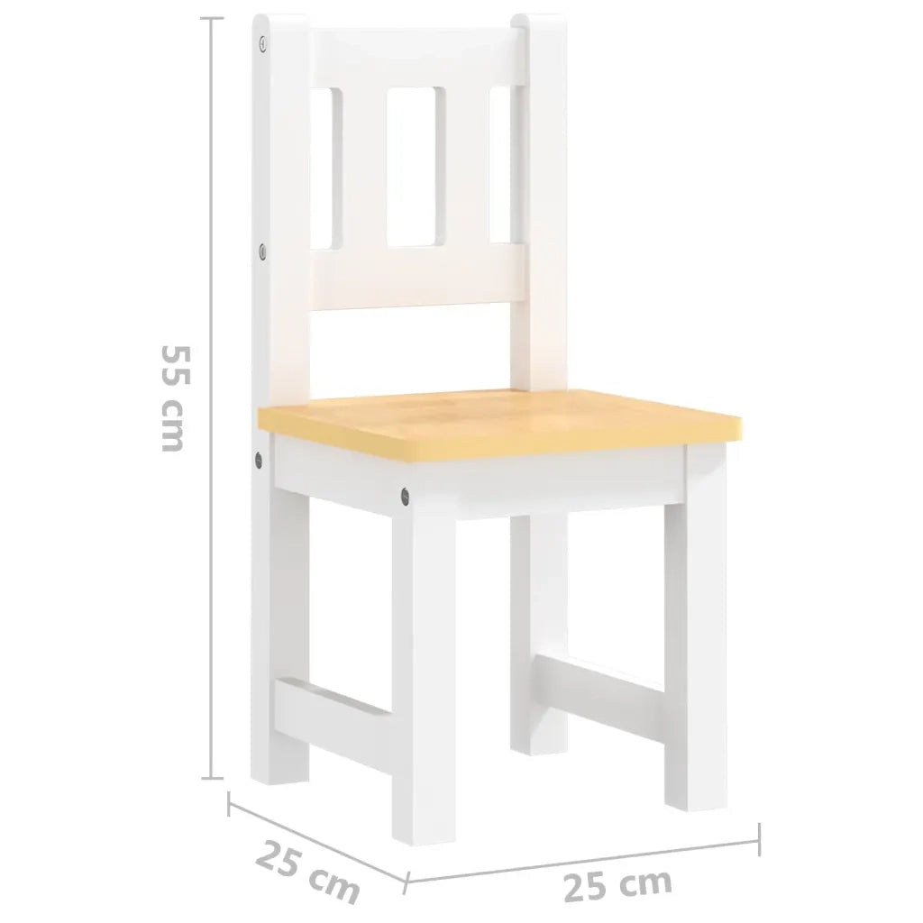 Set Tavolo e Sedie per Bambini 3 Pezzi Bianco e Beige in MDF CFW3329515