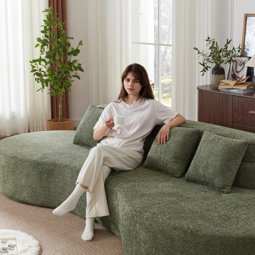 Divano Modulare 310 cm ¨C MINIMAL ¨C Tessuto Teddyfleece, Schiuma Memory, Moderno