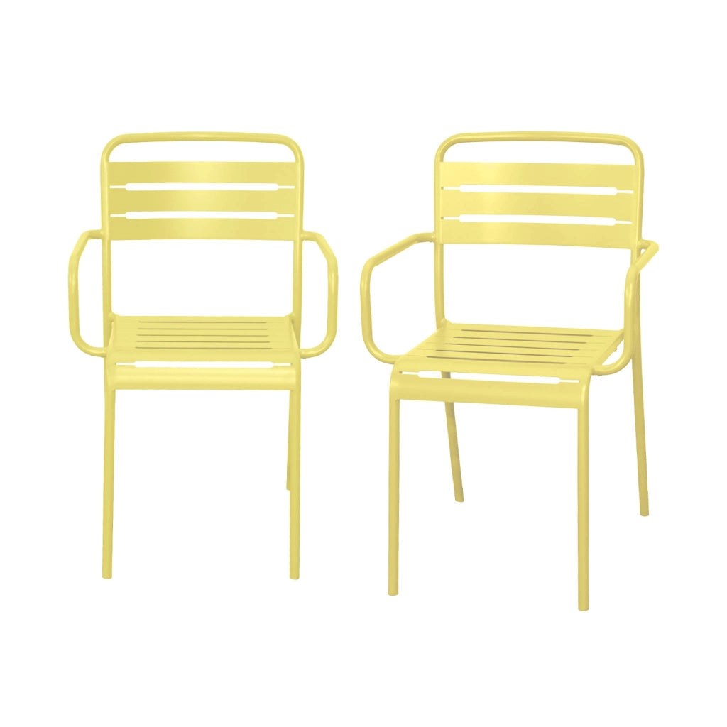 set 2 sedie da giardino bistrot in acciaio, giallo