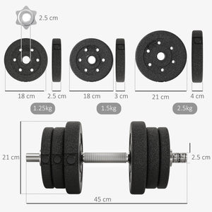 Set 2 Manubri da 25Kg Totali con 12 Dischi in Acciaio e PU Nero