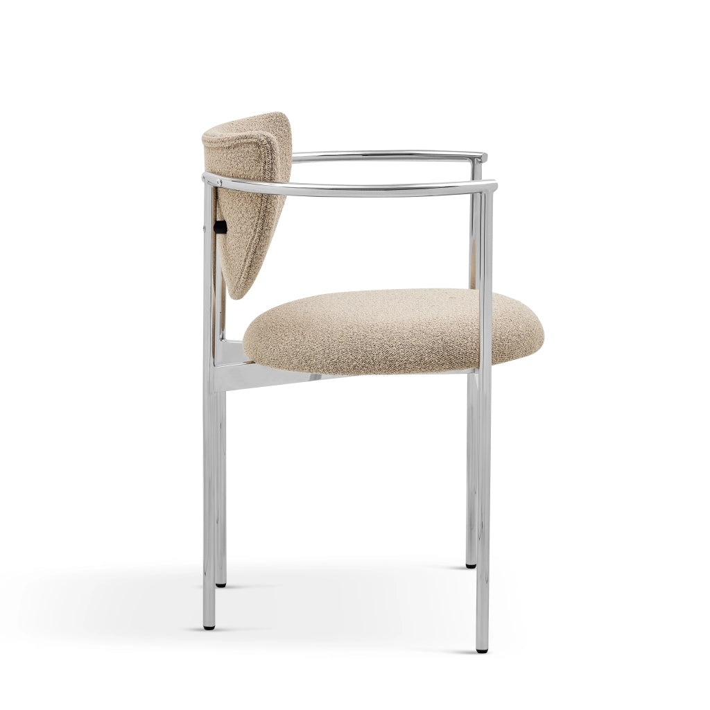Sedia con Braccioli e Schienale Ergonomico, in Tessuto e Metallo, Cachi Chiaro 75 × 50.5 × 33 cm