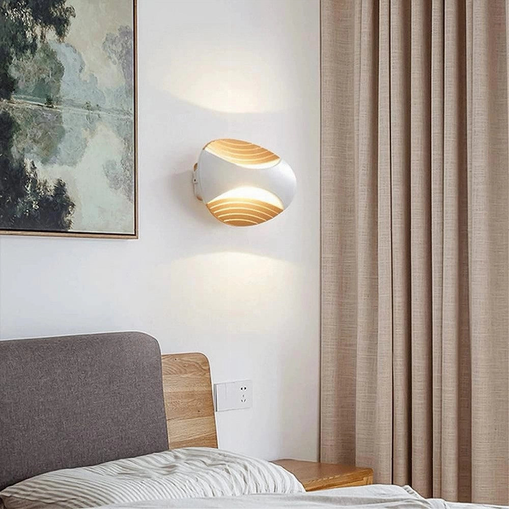 Trade Shop - Applique A Muro Doppia Emissione 6w A Led Lampada Ovale 3 Modalità Luce Aq15-b3c -
