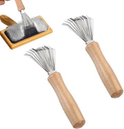 Due Spazzole per Borsette in Acciaio Inossidabile e Legno - Design Professionale - Dimensioni 11,5 x 6,5 cm - Rimuove i Capelli dalle Spazzole - Spazzola per Capelli