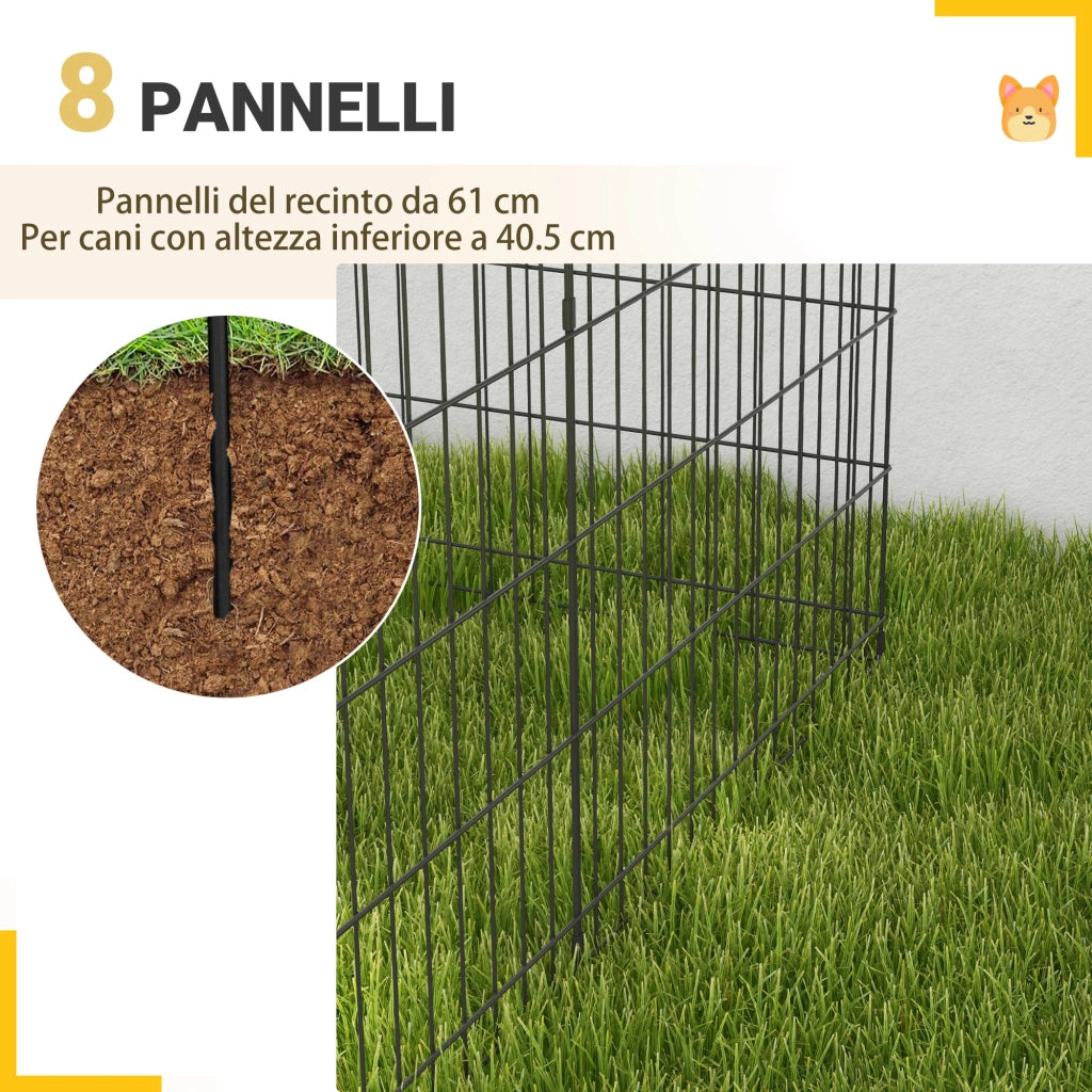 Recinto per Cani ¨C zephmum ¨C 8 Pezzi Filo di Ferro 76x61cm Nero