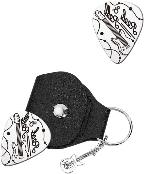Set di Plettate per Chitarra per Roulottes con Fonte Neon e Custodia in Pelle - Regalo per Musicisti per Compleanni