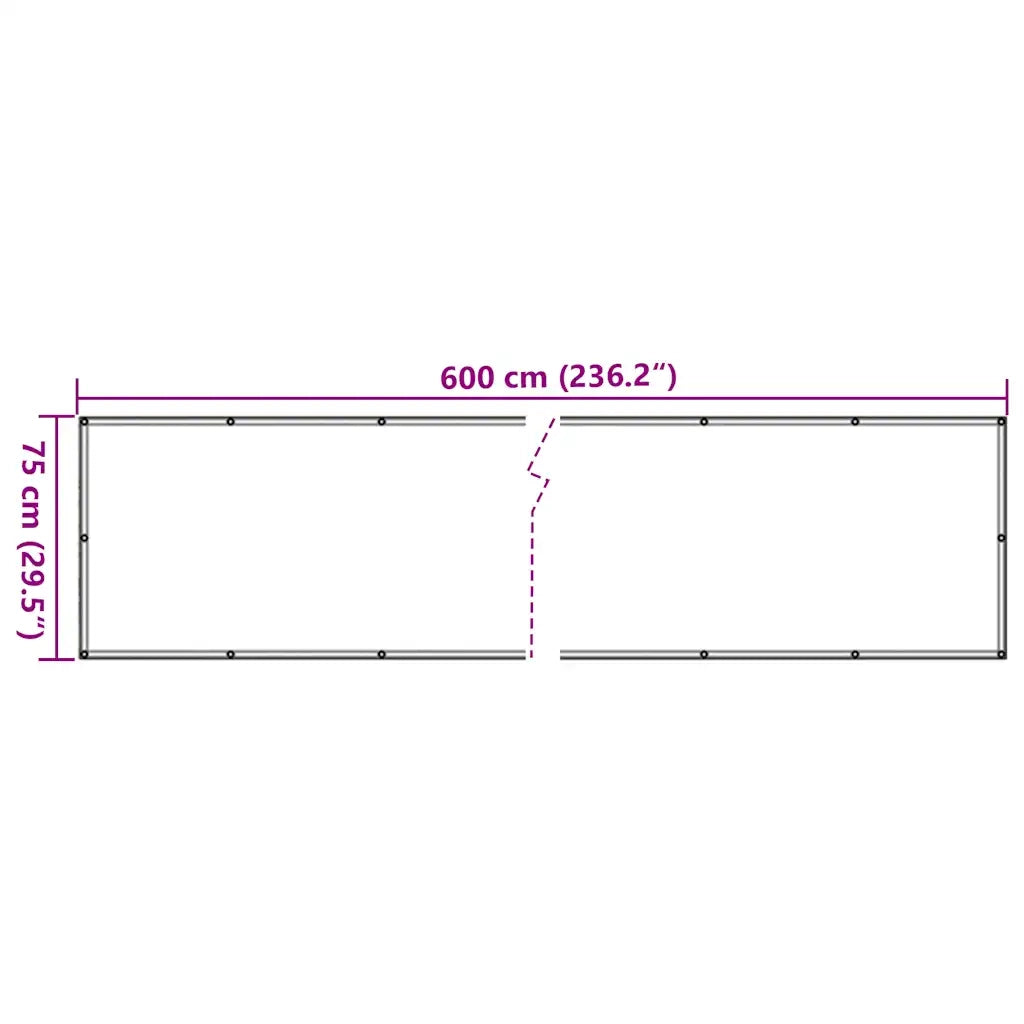 Paravento da Balcone Antracite 600x75 cm in PVC 4005375
