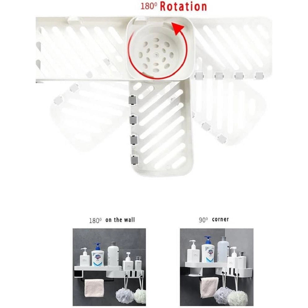 Trade Shop - Mensola Da Parete Bagno Scaffale Rotante Portaoggetti Cucina Doccia Organizzatore -