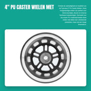 Set di ruote per carrello da 4 - Ruote in PU - Materiali di alta qualità - Alta resistenza alle alte temperature - Silenziose - Portata 8mm - Ruote per carrello