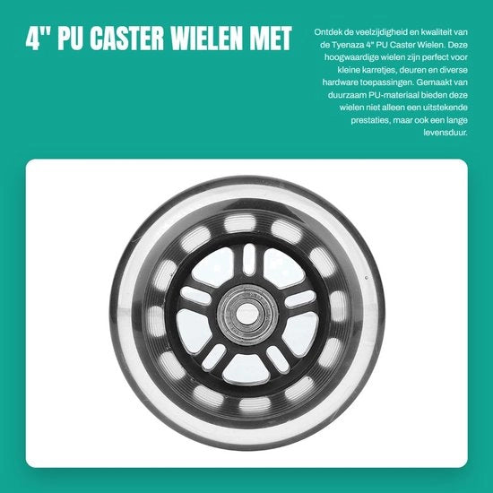 Set di ruote per carrello da 4 - Ruote in PU - Materiali di alta qualità - Alta resistenza alle alte temperature - Silenziose - Portata 8mm - Ruote per carrello