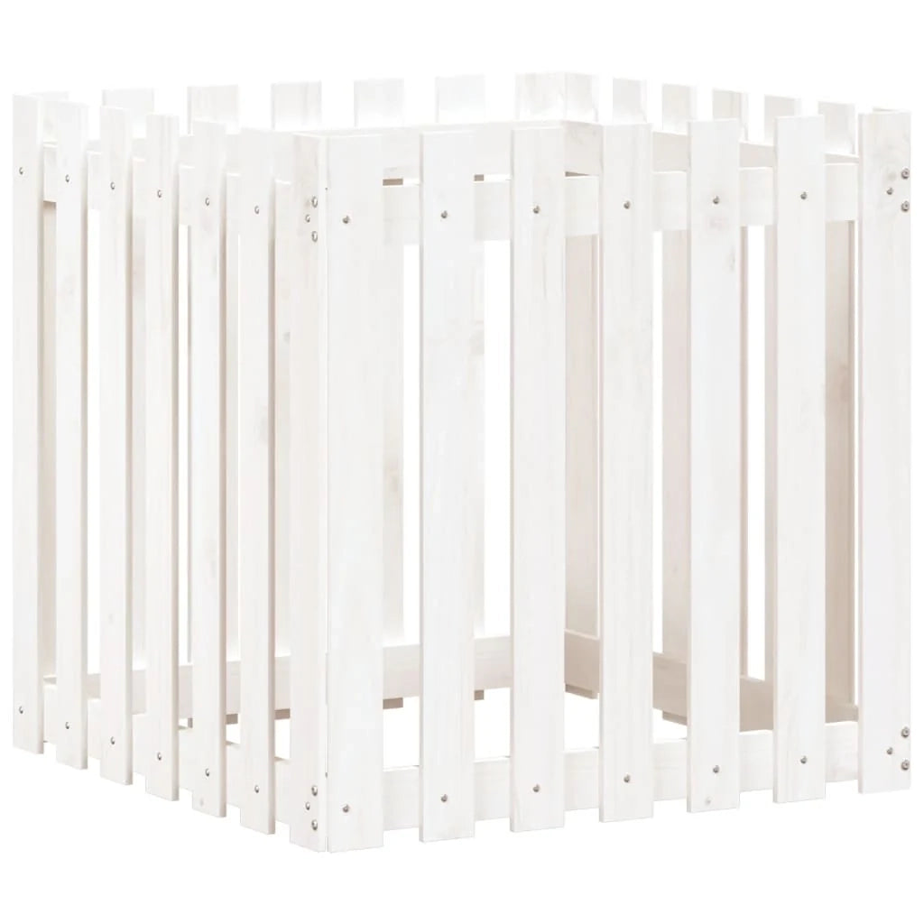 Fioriera rialzata per piante fiori e terrazze con design a recinzione 70 x 70 x 70 cm pino bianco massiccio 02_0038114