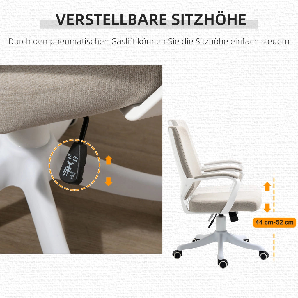 Sedia da ufficio ergonomica con supporto lombare e altezza regolabile con ruote girevoli in poliestere beige