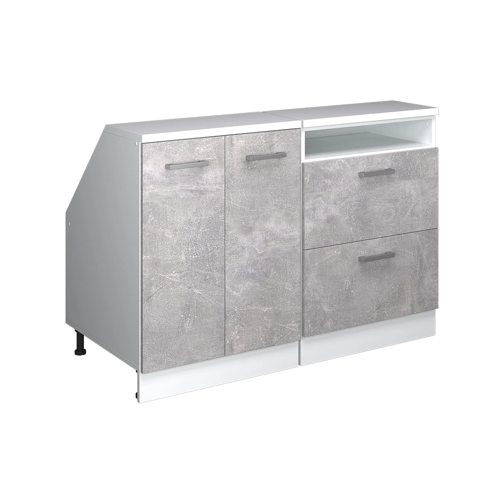 Set di mobili sottotetto Rion Calcestruzzo/Bianco 120 cm Set di 2 carcasse armadio profondità 60 cm Vicco
